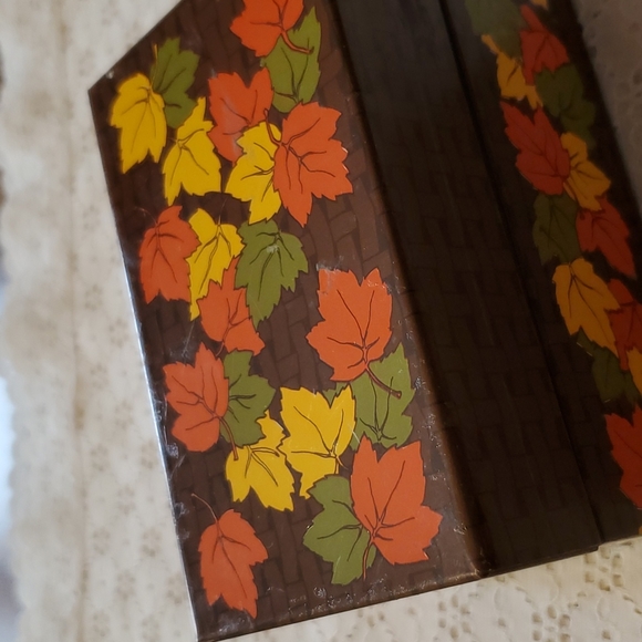 VTG Recipe Tin Rustic Farmhouse Fall Decor Leaf Orange Brown Yellow - Picture 11 of 15